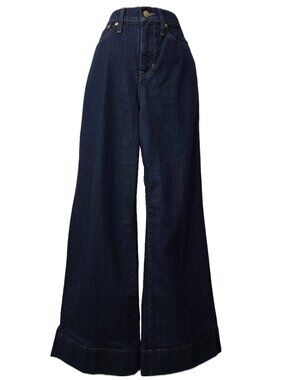 J Crew 96 Trouser Jeans 26 High Rise Wide Cuff Flare Dark Wash Denim RE-96-IDG